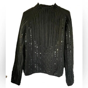 Urban Outfitters Bdg Black Sequin Sparkly Mock Neck Sweater Size Large
